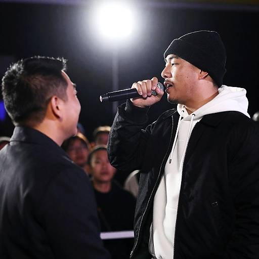 Dynamic Stage Performance of Male Rappers