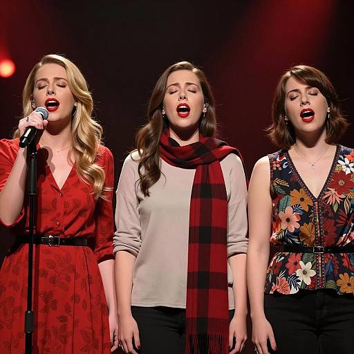 Three Women Singing on Stage