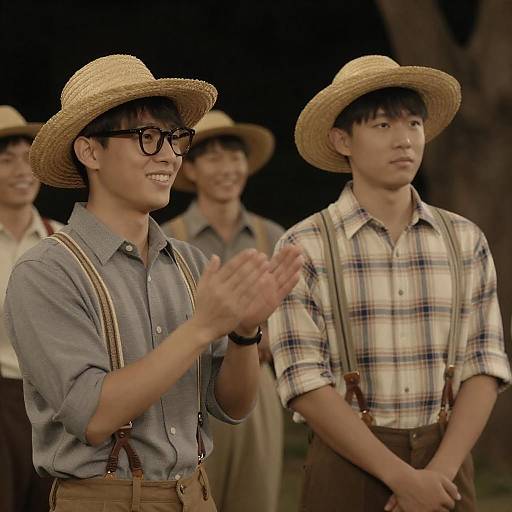 Vintage Portrait of Young Men in Hats
