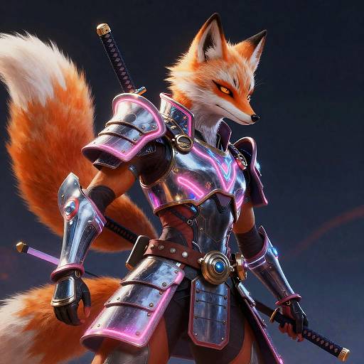 Futuristic Samurai Fox Warrior