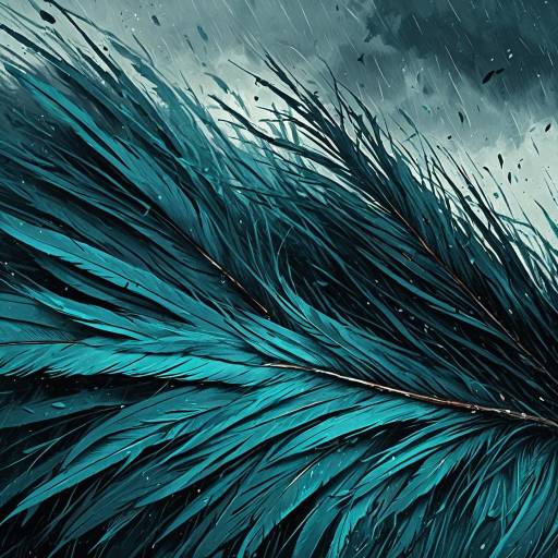 Teal Feather Abstract Digital Painting