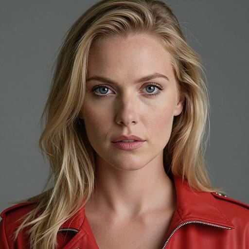 Blonde Woman in Red Jacket