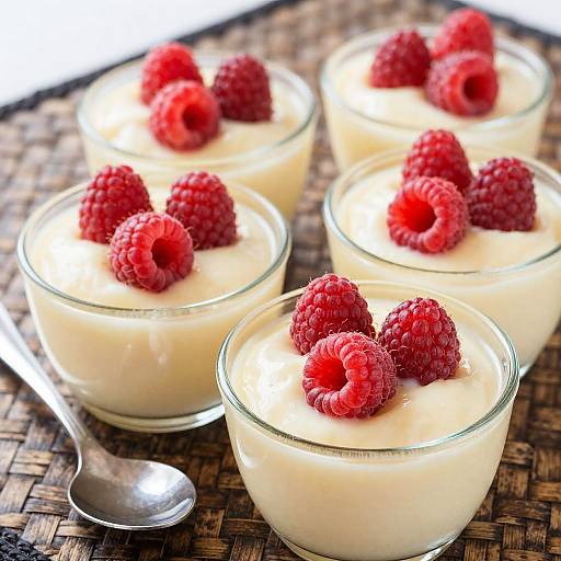 Creamy Pudding with Fresh Raspberries