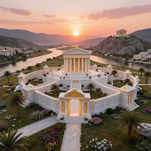 Cinematic Greek Mountain Cityscape Sunset