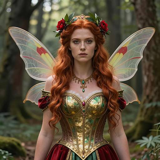 Red-Haired Fairy Woman in Renaissance Costume