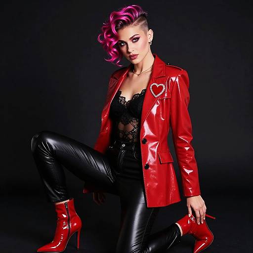 Neon-Noir Androgynous Valentine Fashion Portrait