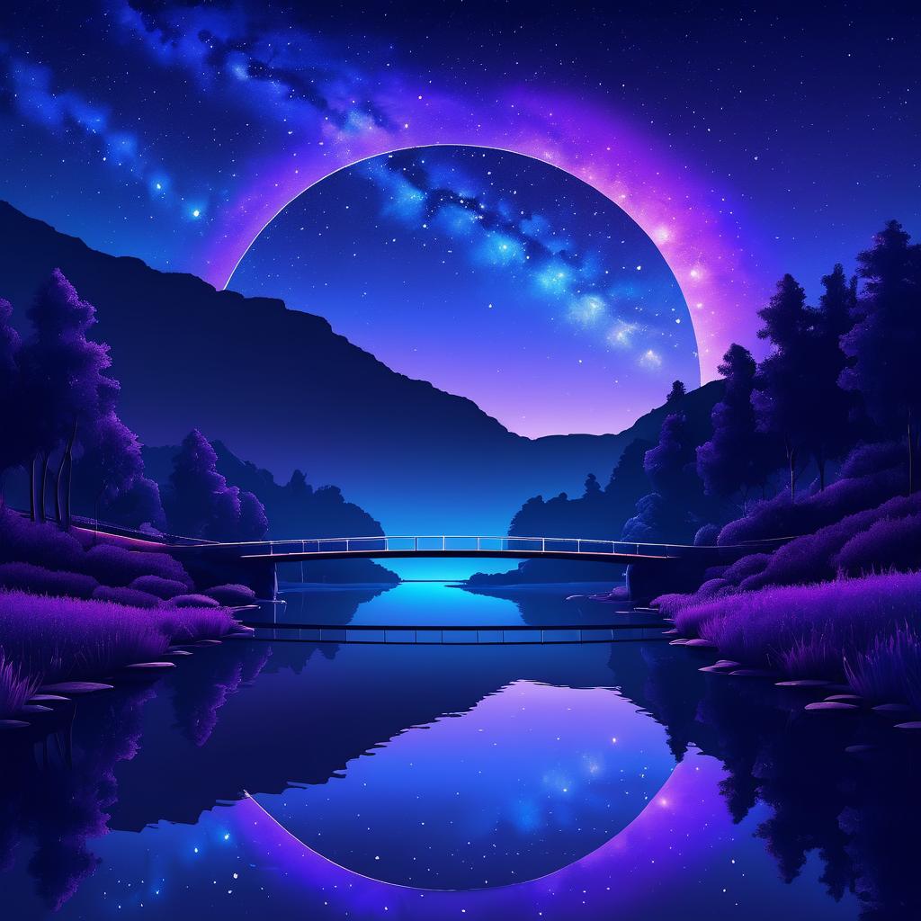 Surreal Night View of a Serene Valley