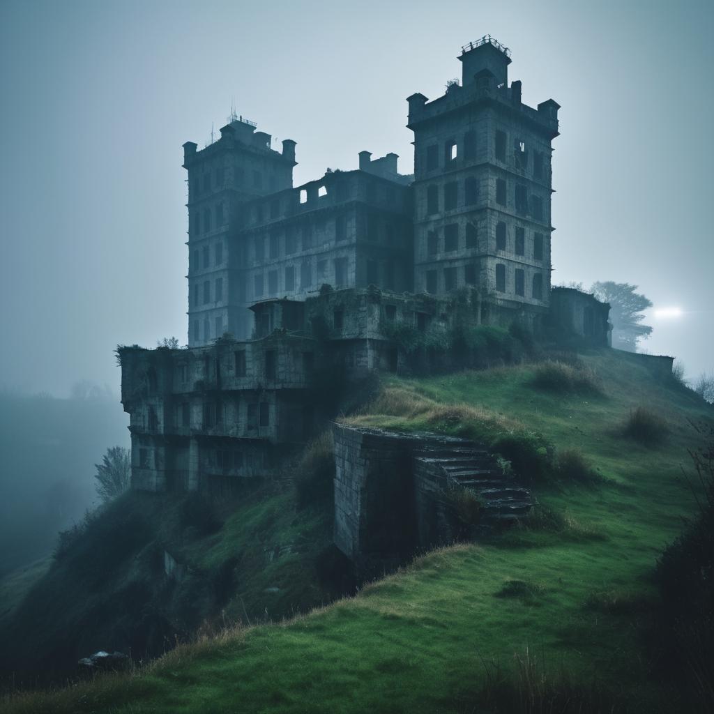 Eerie Manapunk Castle in Foggy Landscape