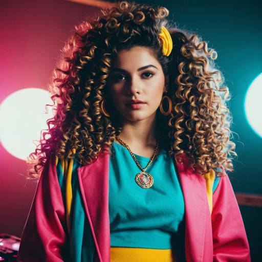 Young Woman in 80s Inspired Colorful Outfit