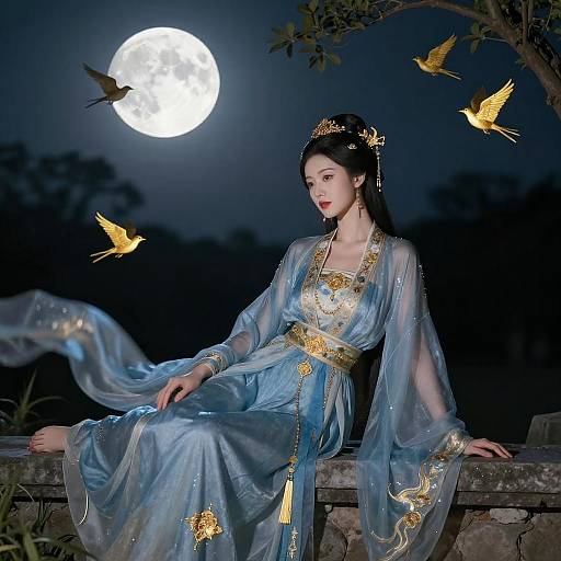 Elegant Moonlit Portrait of a Woman