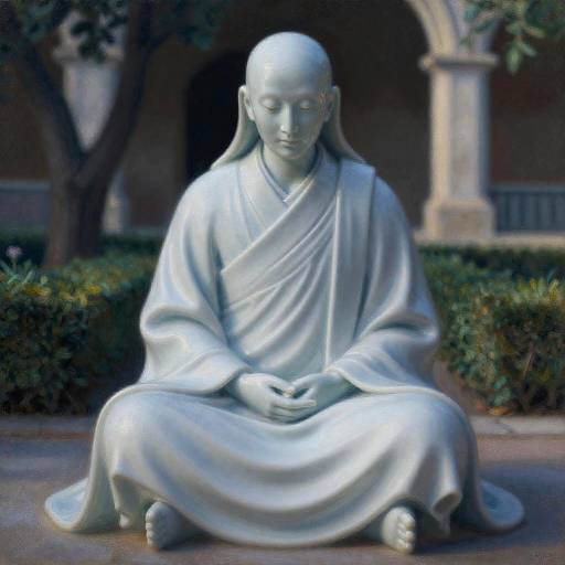 Long-Exposure Monk in Pointillist Garden