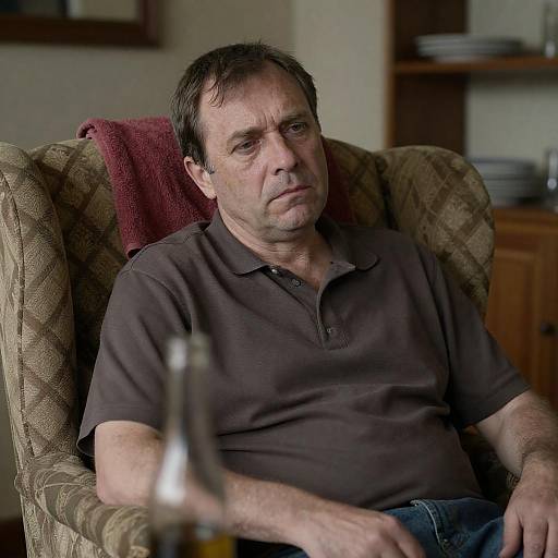 Contemplative Middle-Aged Man in Armchair