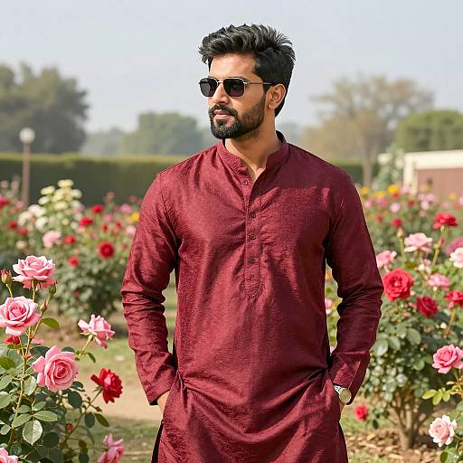 Stylish Bollywood-Inspired Man in Garden