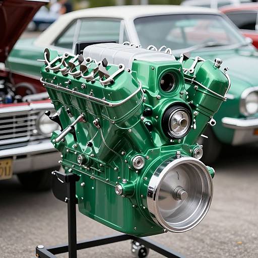 Shiny Green Hemi Engine Showcase