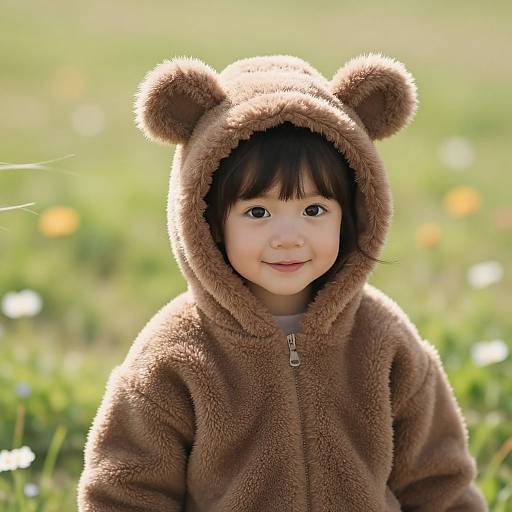 Whimsical Child in Furry Animal Costume