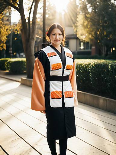 Photorealistic Person in Sushi Roll Costume