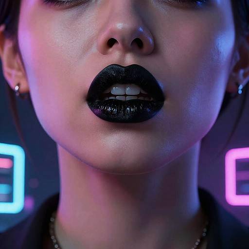 Cyberpunk Portrait with Neon Lips