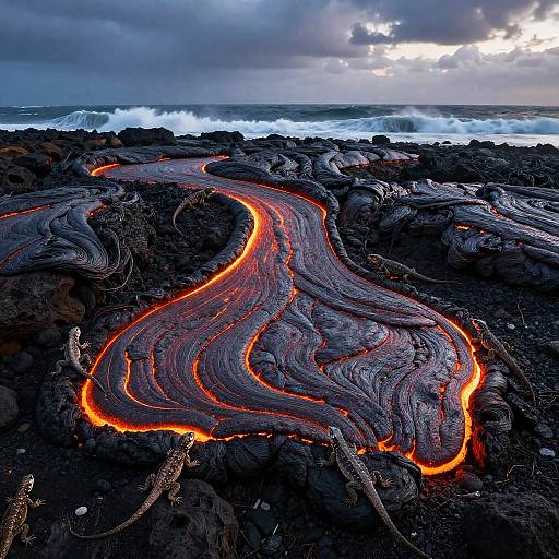 Surreal Volcanic Lava Fields Scene