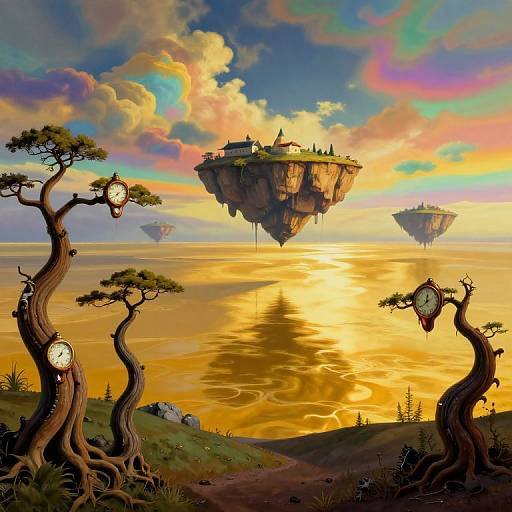 Surreal Landscape with Melting Timepieces
