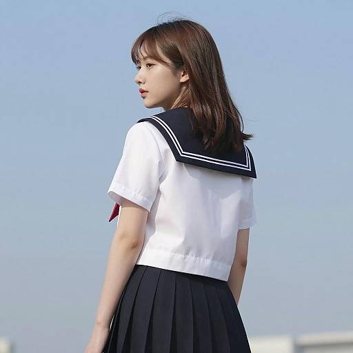 Realistic Portrait of Asian Schoolgirl