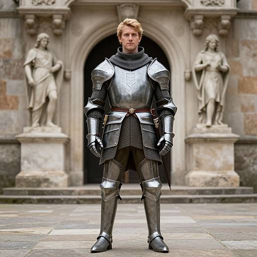 Narnia Knight by Statue Building