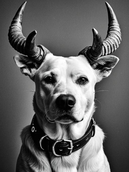 Dog with Decorative Horns Portrait