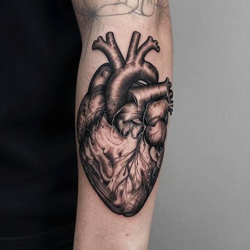 Intricate Brain and Heart Tattoo Design