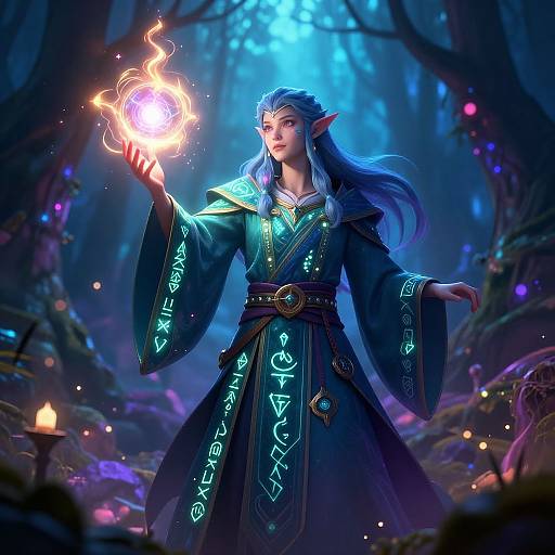 Mystical Elf Sorcerer Casting Spell