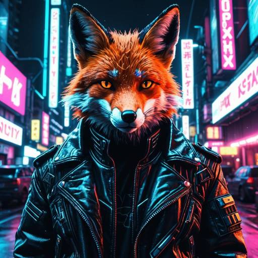 Cyberpunk Fox in Leather Jacket