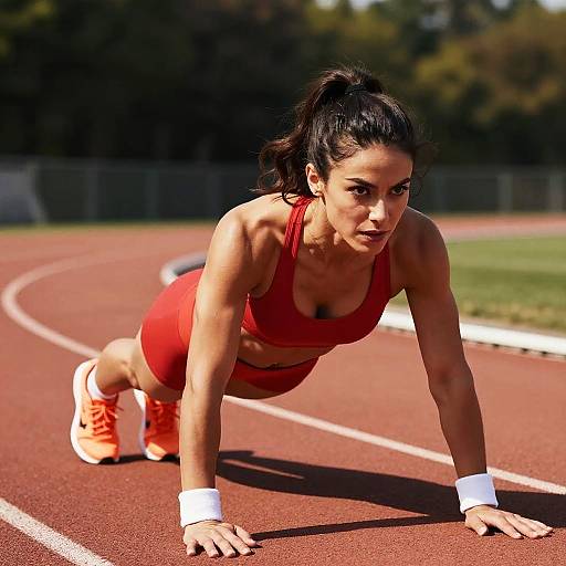 Fit Woman Planking Outdoors in Sunlight