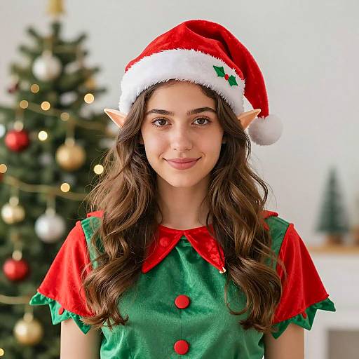 Festive Christmas Elf Costume Portrait