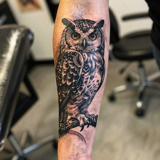 Realistic Owl Full Arm Sleeve Tattoo