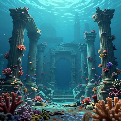 Ethereal Underwater Ancient City Ruins