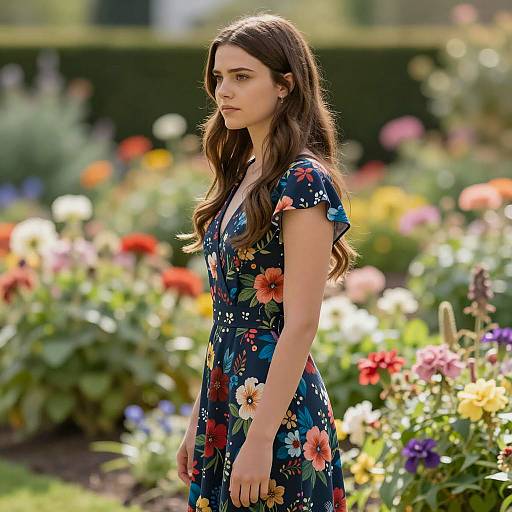 Elegant Summer Portrait in a Colorful Garden