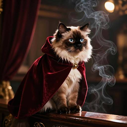 Elegant Himalayan Cat in Velvet Cloak