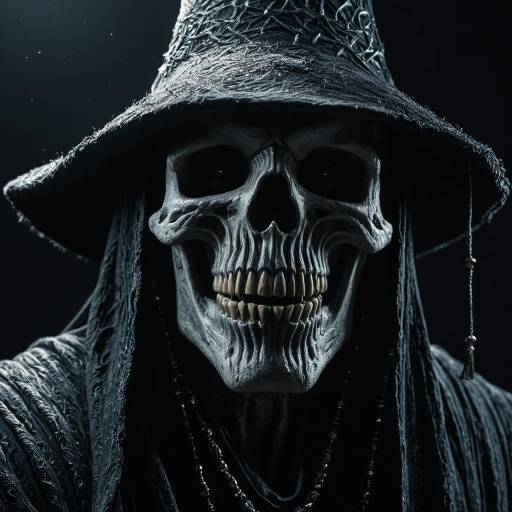 Shadow Sorcerer Skeleton in Dark Hooded Robe