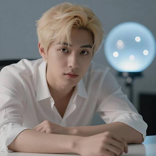 Platinum Blonde Man With Ethereal Orb