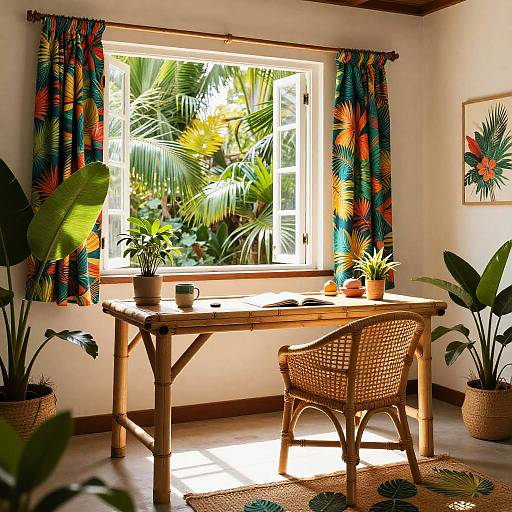 Tropical Bamboo Home Office Oasis