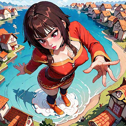 Giantess Megumin Embraces Tiny Kazuma