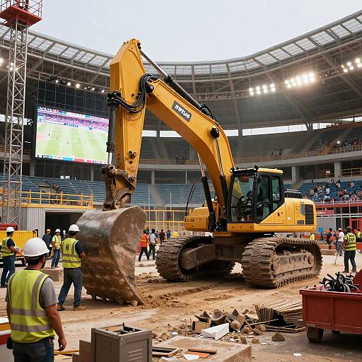 Stadium Construction with Heavy Machinery