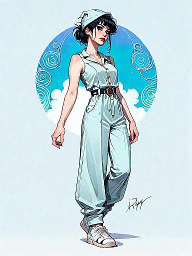 Stylish Woman in White Jumpsuit