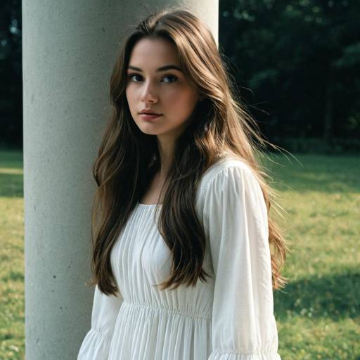 Young Woman in White Dress Outdoors