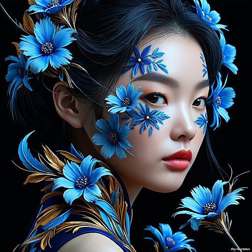 Colorful Phoenix Feathers with Korean Makeup