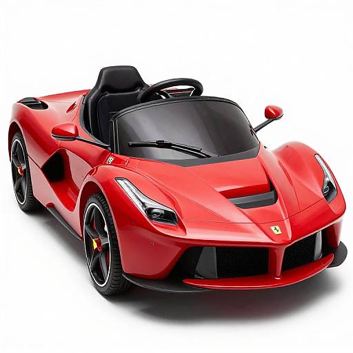 Photograph of a sleek, bright red Ferrari 458 Spider convertible with black leather interior, low-profile tires, and distinctive front grille, set against a