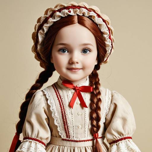 Realistic Vintage Doll in Beige Dress