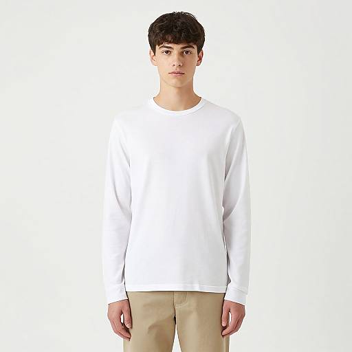 Young Man in White Long Sleeve Shirt