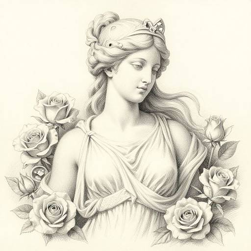 Delicate Pencil Drawing of Aphrodite