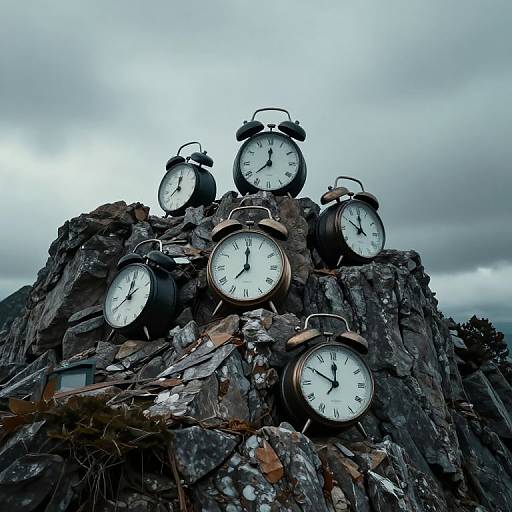 Enigmatic Time on Mountain of Clocks
