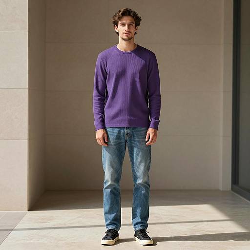 Photorealistic Young Man in Ribbed Jeans