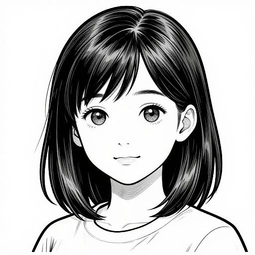 Korean Style Coloring Sheet Girl